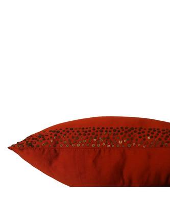 Polyester Orange Hand embroidered Cushion cover (12x12 in) 3