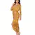 yellow  oveerlap sequence printed drape dress