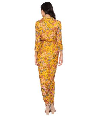 Yellow Overlap Sequence Printed Drape Dress 4