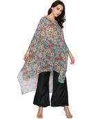 Green Printed Sequence Kaftaan Top With Plazzo Pants