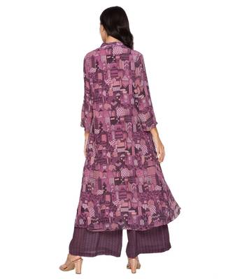 Purple Printed Kurta With Potli Details Paired With Plazzo Pants 4