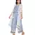 blue printed tier dress with leather cutwork embroidery