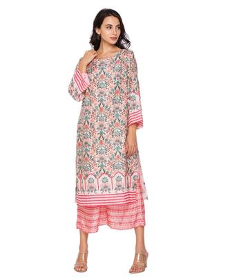 Pink Printed Kurta With Pants 2