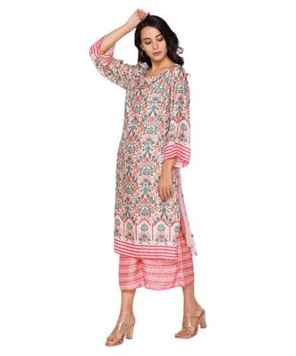Pink Printed Kurta With Pants 3