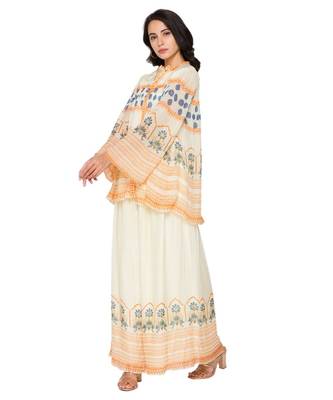 Yellow Printed Top With Printed Flared Pants 3
