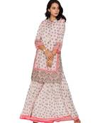 Pink Printed Top Paired With Printed Sharara Pants