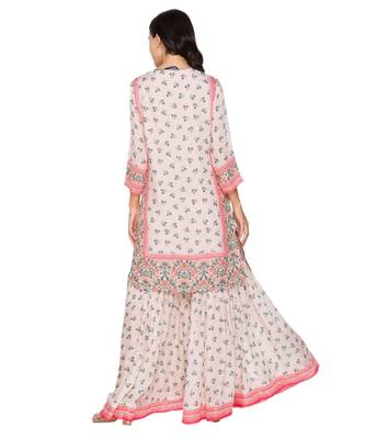 Pink Printed Top Paired With Printed Sharara Pants 4