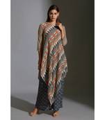 Asymetrical Printed Top With Printed Pants