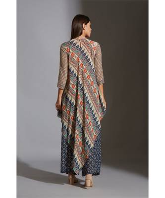 Asymetrical Printed Top With Printed Pants 4
