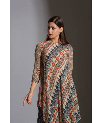 Asymetrical Printed Top With Printed Pants 5