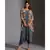 printed dhoti jumpsuit paired with printed jacket and tassel details