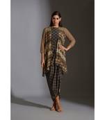 Printed Dhoti Dress With Side Cuts Paired With Printed Jacket.