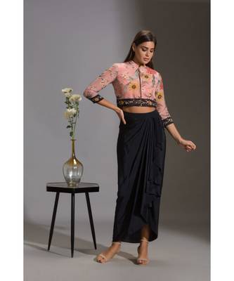 Bomber Printed Jacket With Zipper With Drape Skirt 2