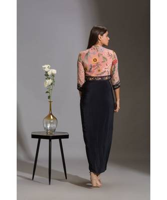 Bomber Printed Jacket With Zipper With Drape Skirt 5
