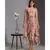 drape dress with side cut paired with net cape