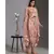 drape dress with side cut paired with net cape