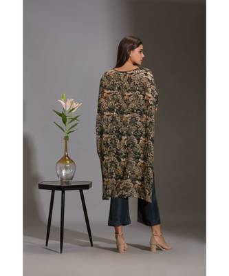 Kaftaan Printed Sequence Top With Belt Paired With Bottle Green Pants 5