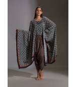 Crop Top Paired With Dhoti Pants And Cape