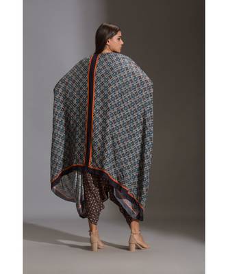 Crop Top Paired With Dhoti Pants And Cape 5