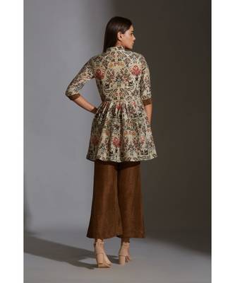 Peplum Printed Top Paired With Printed Pants 5