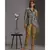 printed narrow bottom jumpsuit paired with chiffon collared jacket and rushed sleeves