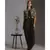 printed drape dress with bomber jacket