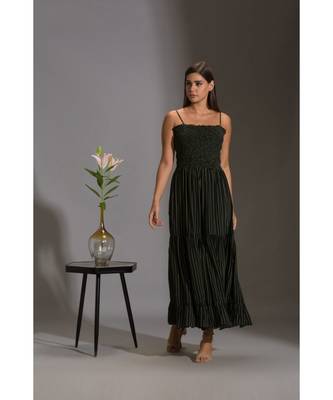 Printed Rushed Jumpsuit With Belt And Paired With Sequence Cape 2
