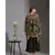 printed rushed jumpsuit with belt and paired with sequence cape