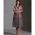 overlap printed dress with mirror work embroidery