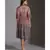 overlap printed dress with mirror work embroidery