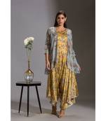 Printed Dhoti Jumpsuit Paired With Asymmetrical Jacket