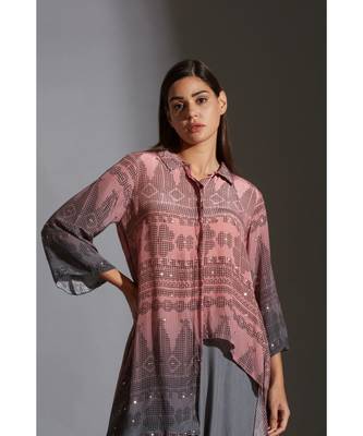 Printed Asymmetrical Top With Mirror Embroidery 2