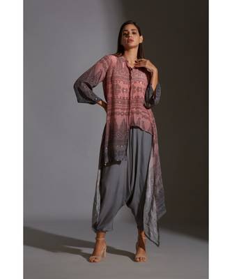 Printed Asymmetrical Top With Mirror Embroidery 1
