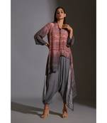 Printed Asymmetrical Top With Mirror Embroidery