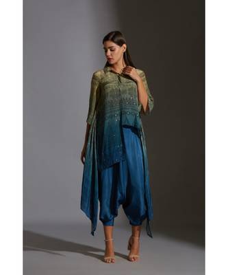 Printed Asymmetrical Top With Mirror Embroidery 1