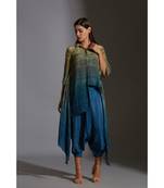 Printed Asymmetrical Top With Mirror Embroidery