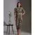 printed sequence drape dress with goldenbelt