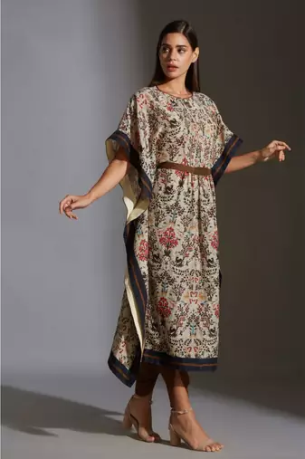 Printed Kaftaan Top Paired With Dhoti Printed Pants