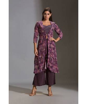 Printed Bustier Paired With Printed Pants And Jacket 3