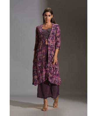 Printed Bustier Paired With Printed Pants And Jacket 1