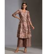 printed overlap panel kurta paired with printed plazzo pants