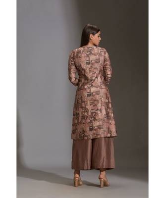 Printed Overlap Panel Kurta Paired With Printed Plazzo Pants 3