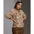 printed sequence jacket with zipper ad rib cuff paired with printed straight pants