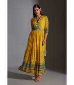 overlap printed dress with gathers