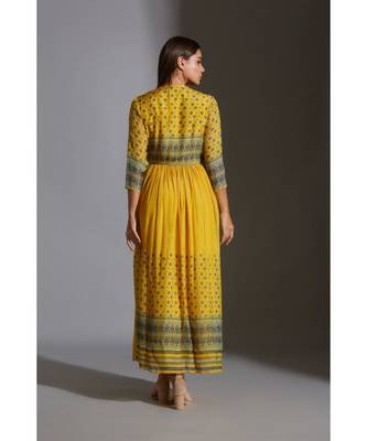 Overlap Printed Dress With Gathers 5
