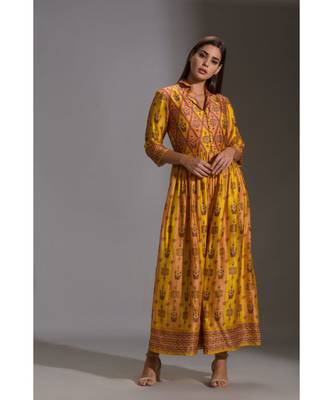 Yellow Printed Collared Jumpsuit  2