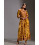 printed collared jumpsuit with front opening and potli button details