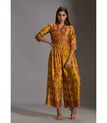 Yellow Printed Collared Jumpsuit 