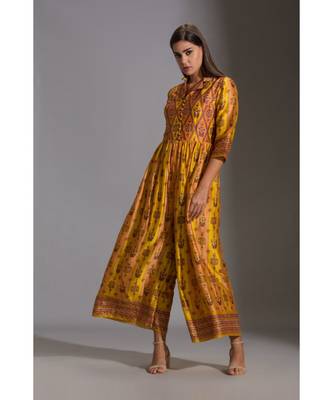 Yellow Printed Collared Jumpsuit  3