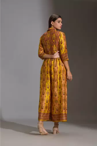 Yellow Printed Collared Jumpsuit 